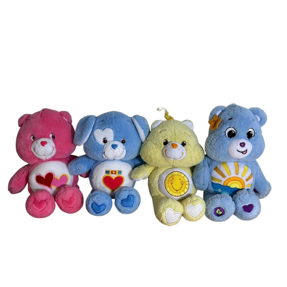Y2K Care Bears Lot Of 4 Plush 13" Love-A-Lot, Laugh-A-Lot, Daydream, Loyal Heart